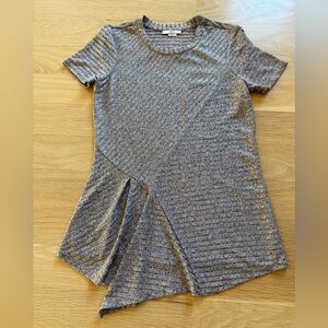 Bar III Women’s Textured Asymmetrical Knit Top in Taupe/Brown, Size XS